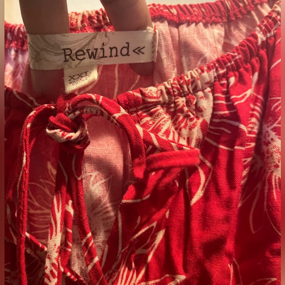 Rewind Juniors Tie Front Fit & Flare Dress, Women's SZ XXL, Red Hawaii - Picture 5 of 7